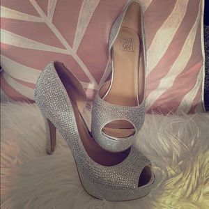 Silver high heels heels
